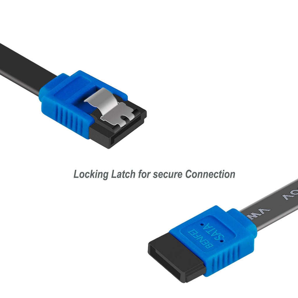 SATA Cable III,  3 Pack SATA Cable III 6Gbps Straight HDD SDD Data Cable with Locking Latch 18 Inch for SATA HDD, SSD, CD Driver, CD Writer