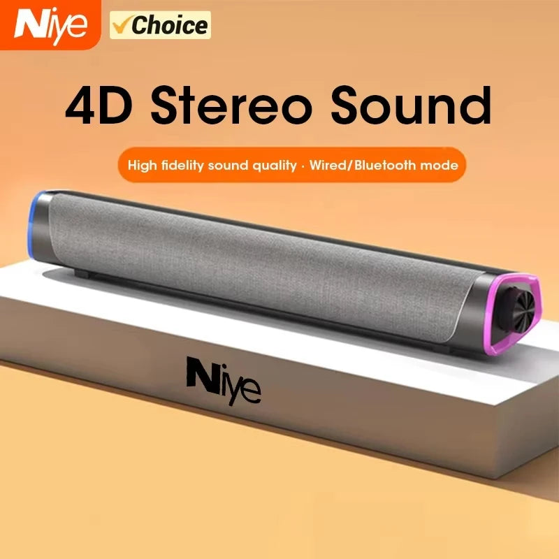 Niye Bluetooth Speaker Bar with Subwoofer Stereo Sound USB Wired for PC Laptop Macbook Desktop Audio