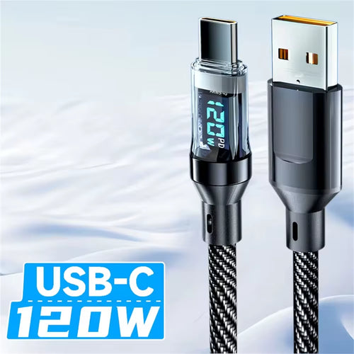 100W USB C 120W USB a Charging Cables with LED Display Screen, USB C=C-C，USB A=A-C,Not for Xiaomi Iphone Samsung