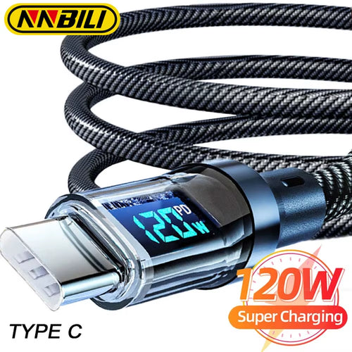 100W USB C 120W USB a Charging Cables with LED Display Screen, USB C=C-C，USB A=A-C,Not for Xiaomi Iphone Samsung
